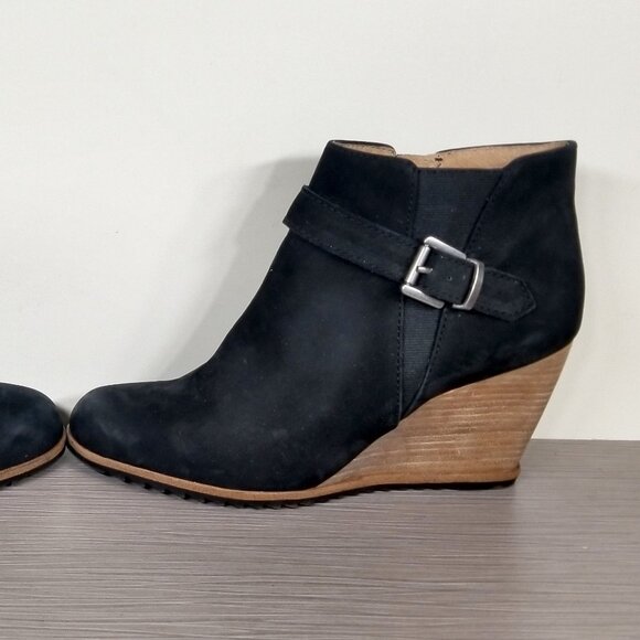 Caslon Addison Stacked Heel Wedge Bootie, Black Leather, Womens Size 11 & 12 - Picture 8 of 11